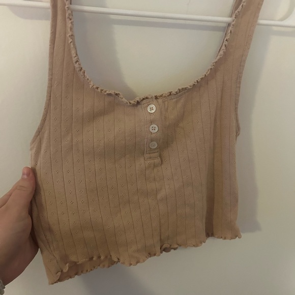 Tan Ribbed Crop Top - Picture 2 of 3